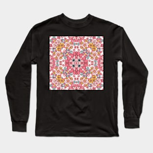 Flower and Hearts valentines and spring Kaleidoscope pattern (Seamless) 1 Long Sleeve T-Shirt